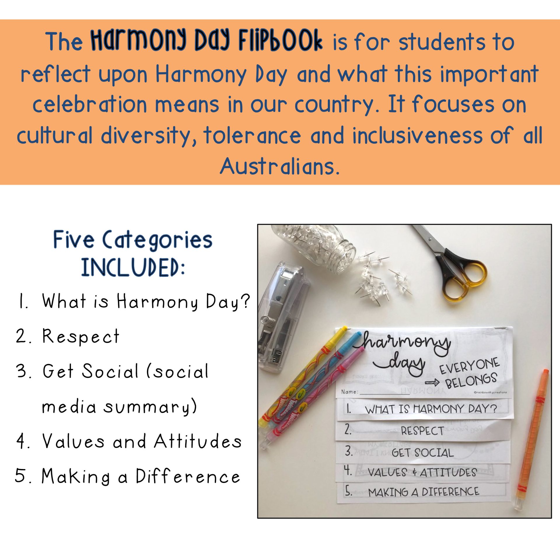 Harmony Day/Harmony Week Flipbook | Grade 3-6 Australia