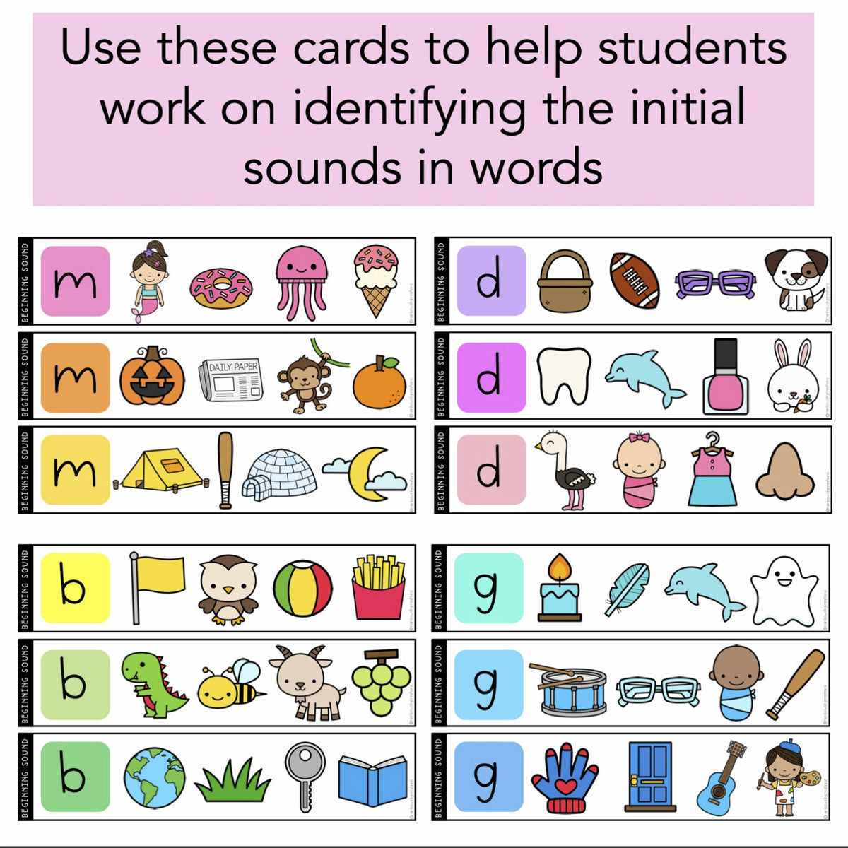 Initial Sound Watch Initial Sound Activity - Beginning Sound Phonics Game – Rainbow Sky ...