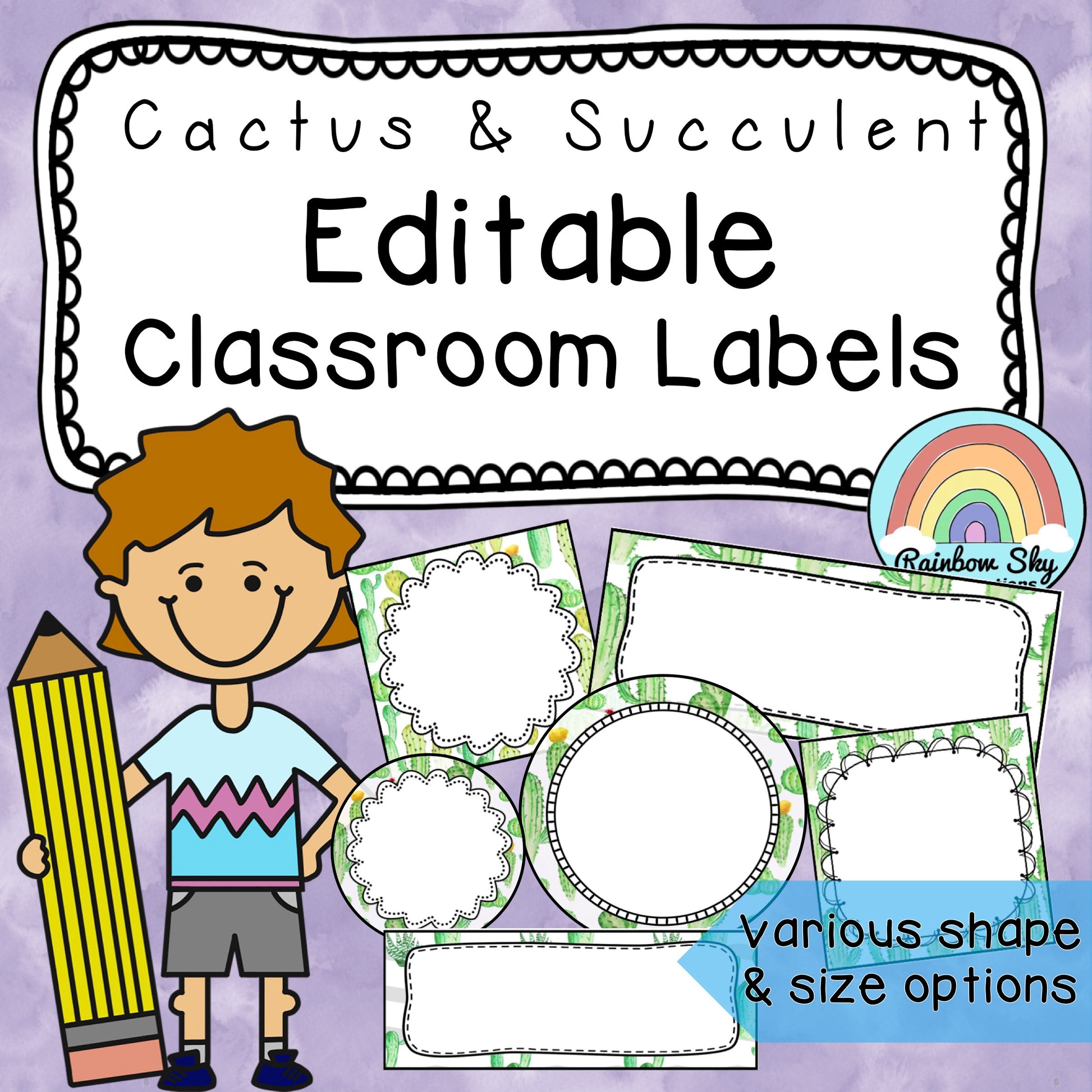 Editable Labels | Name Tags | Cactus & Succulent Theme