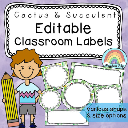 Editable Labels | Name Tags | Cactus & Succulent Theme