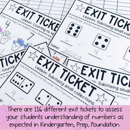 Kindergarten Number Exit Tickets | Math Exit Slips | Assessment