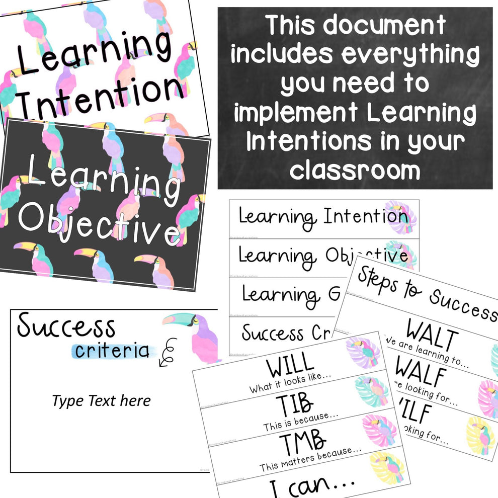 Learning Intension Learning Intention Posters | WALT WILF TIB | Success Criteria [Toucan ...
