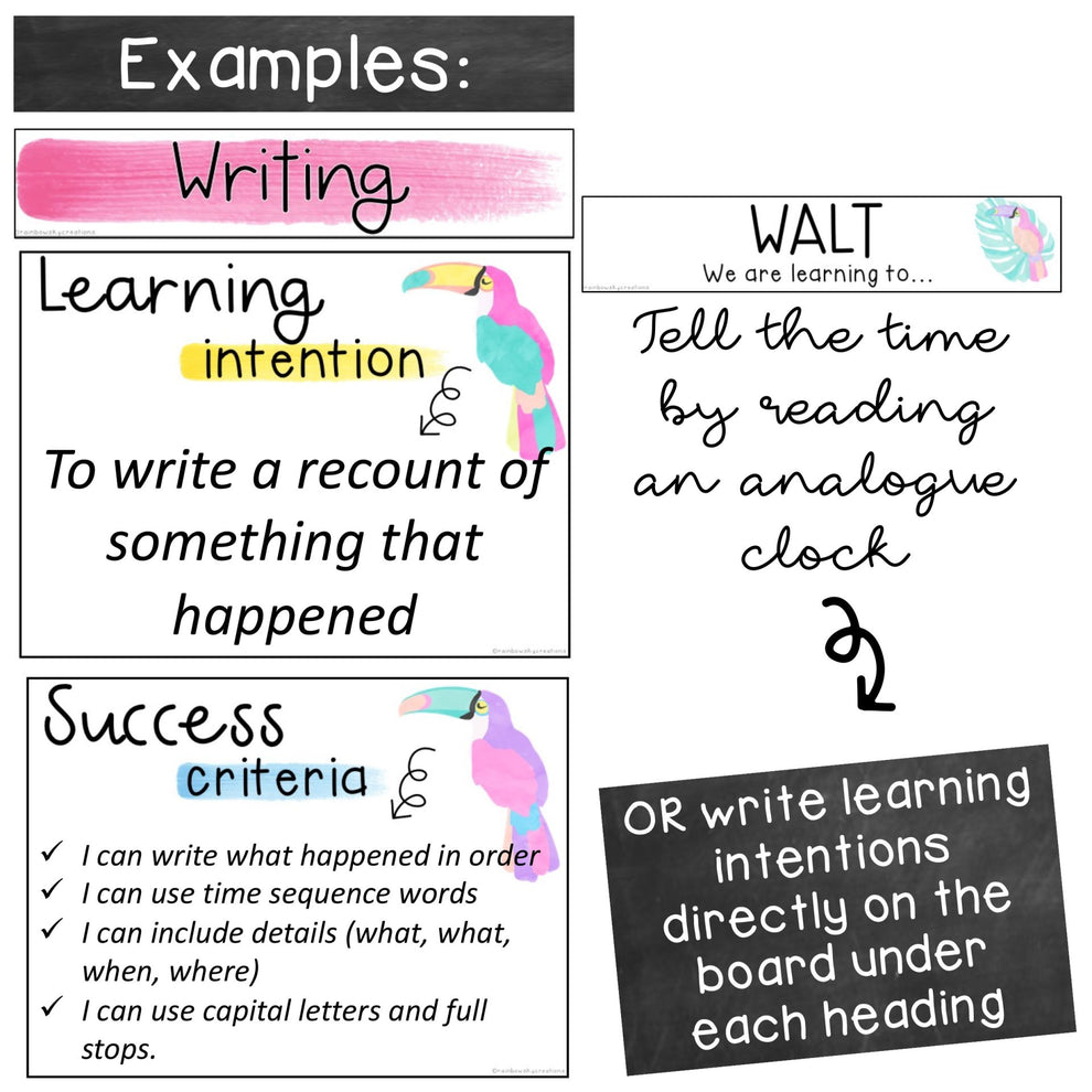 Learning Intention Posters | WALT WILF TIB | Success Criteria [Toucan ...