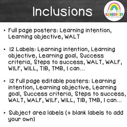 Learning Intention Posters / WALT WILF TIB / Success Criteria [Toucan theme]