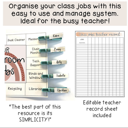 Natural Rainbow Classroom Job Templates | Simple Class Jobs