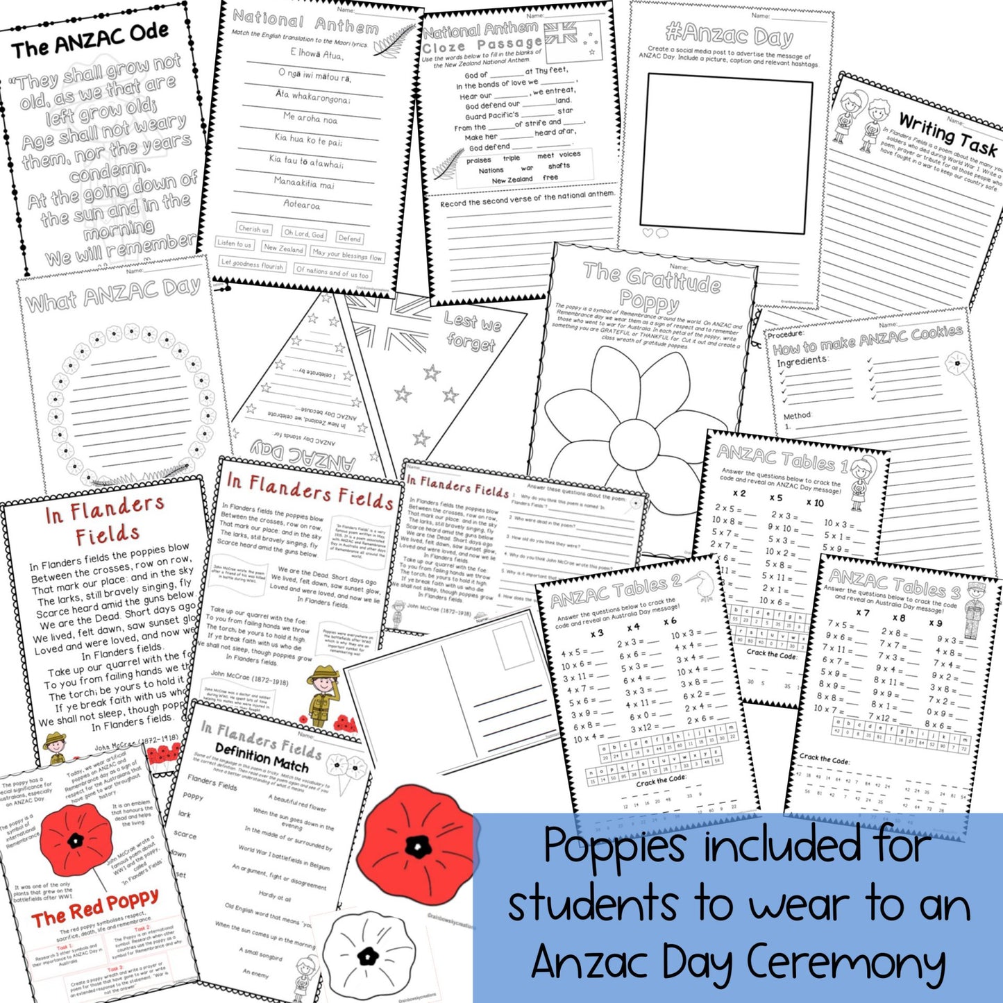 NZ ANZAC Day Pack | Years 4-6 [New Zealand Anzac Day Activities]