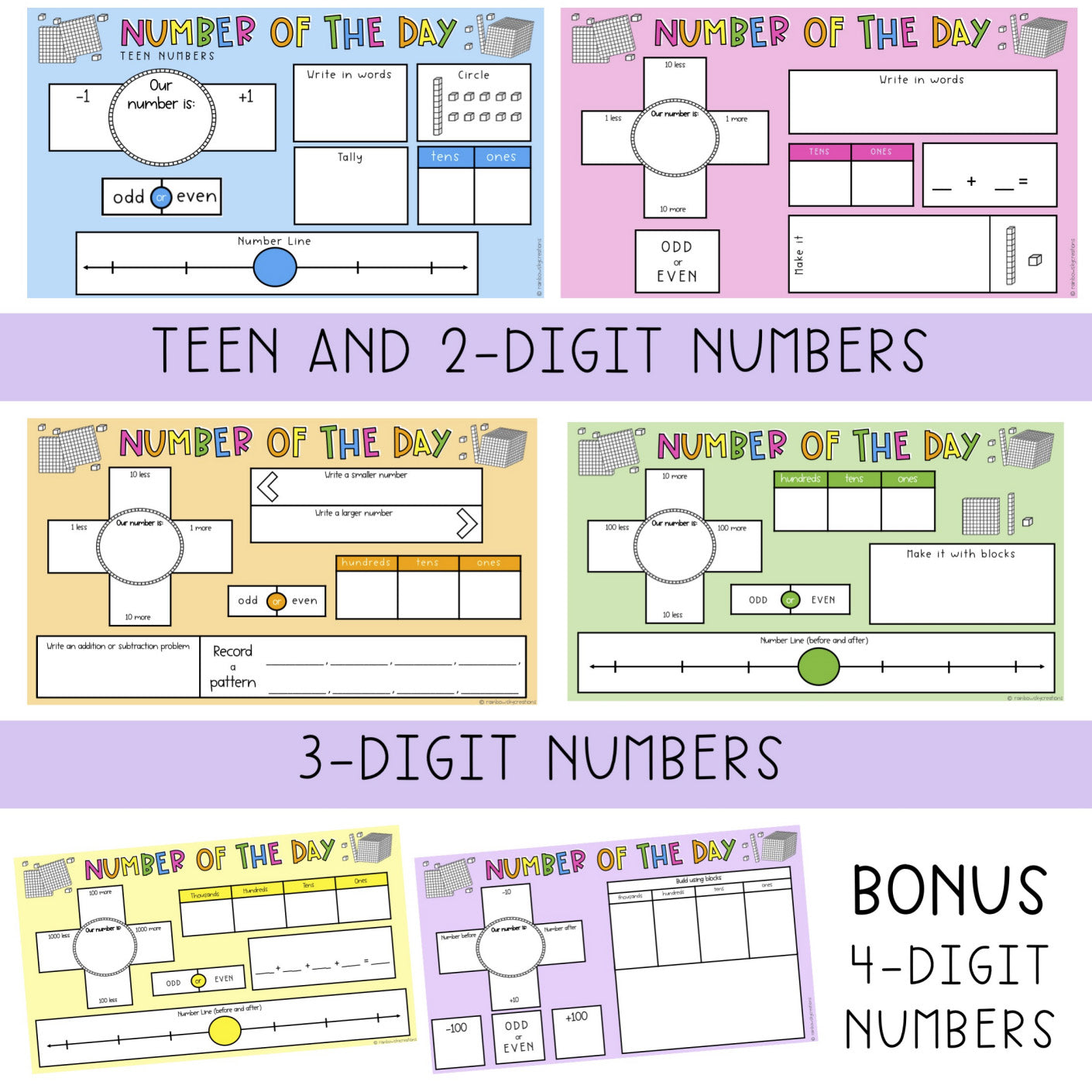 Daily Number Slides/ Daily 2-digit and 3-digit Number of the Day