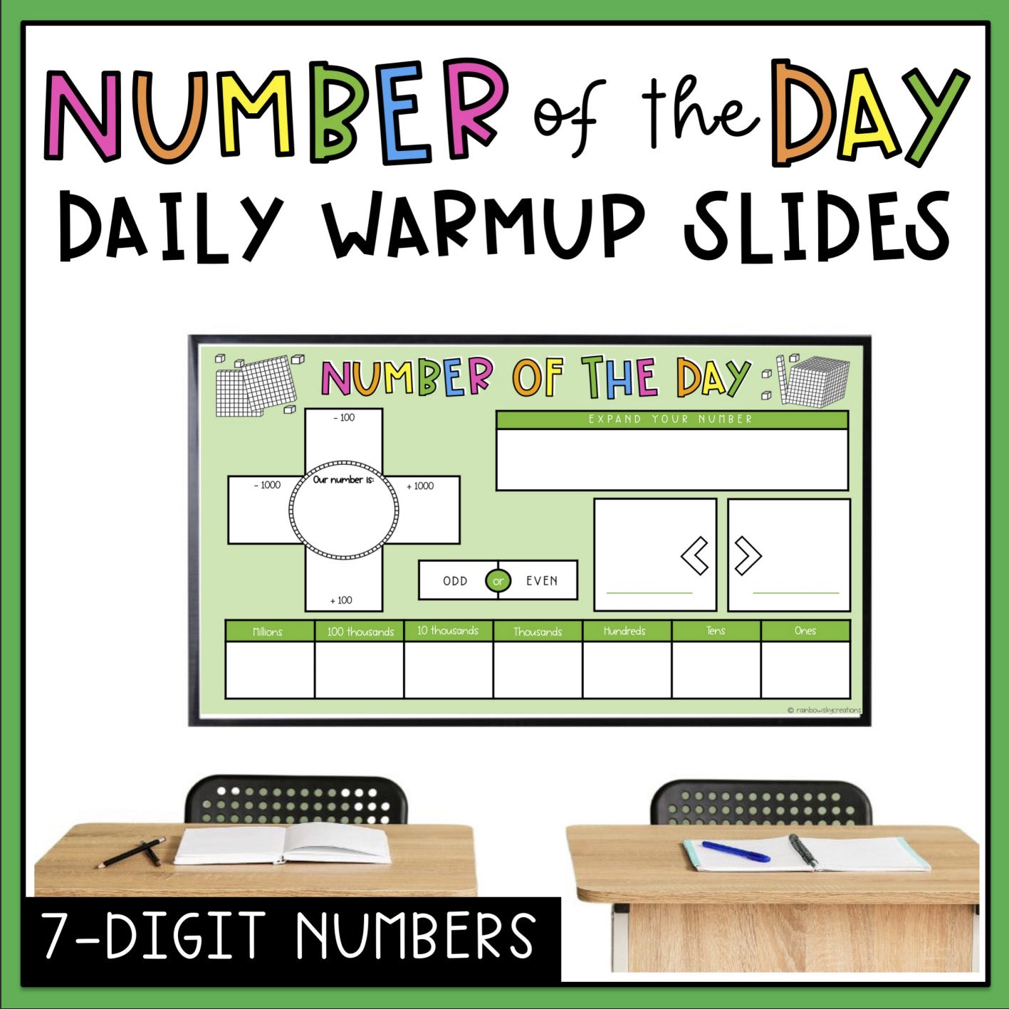 Daily Number Slides | Daily Number of the Day Warmup | 7-digit Numbers