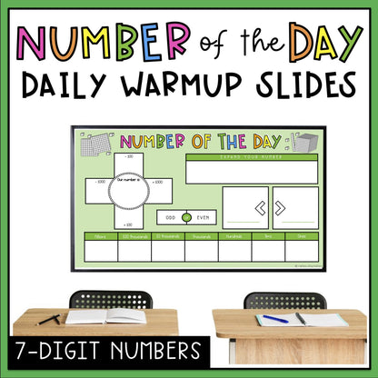 Daily Number Slides | Daily Number of the Day Warmup | 7-digit Numbers