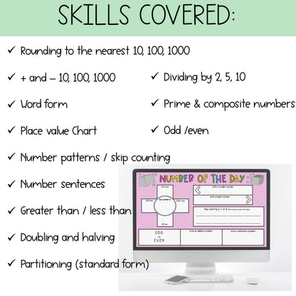 Daily Number Slides | Daily Number of the Day Warmup | 7-digit Numbers