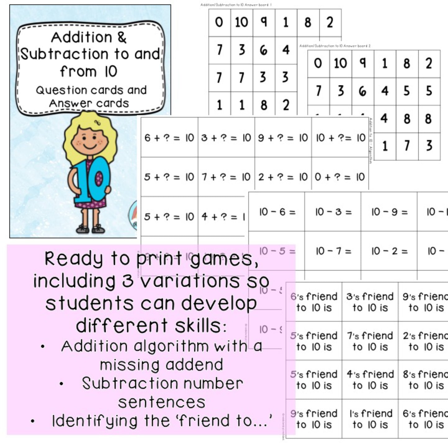 Editable Addition & Subtraction Fluency Game | Number Bonds and Doubles