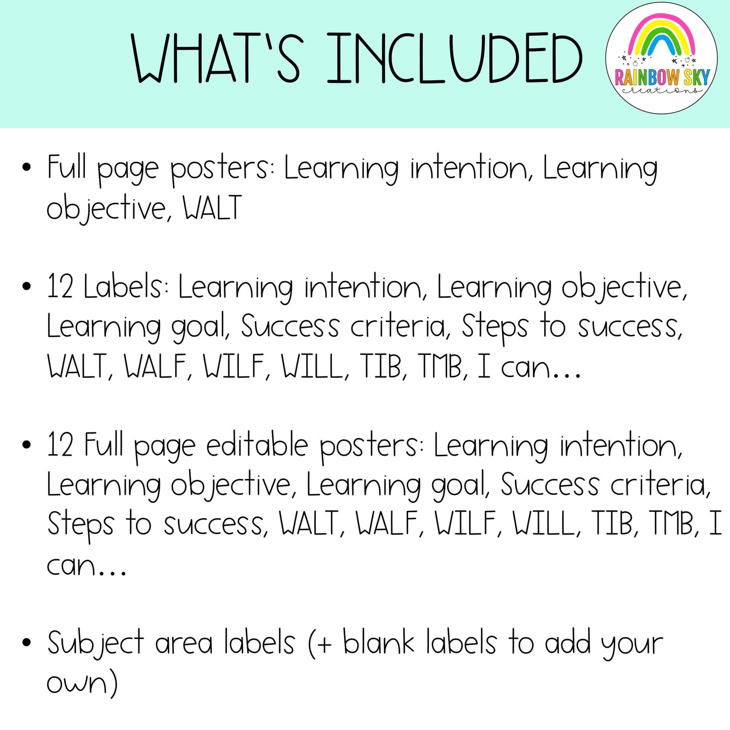 Editable Learning Intention Posters | WALT WILF TIB