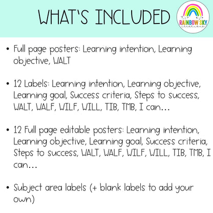 Editable Learning Intention Posters | WALT WILF TIB