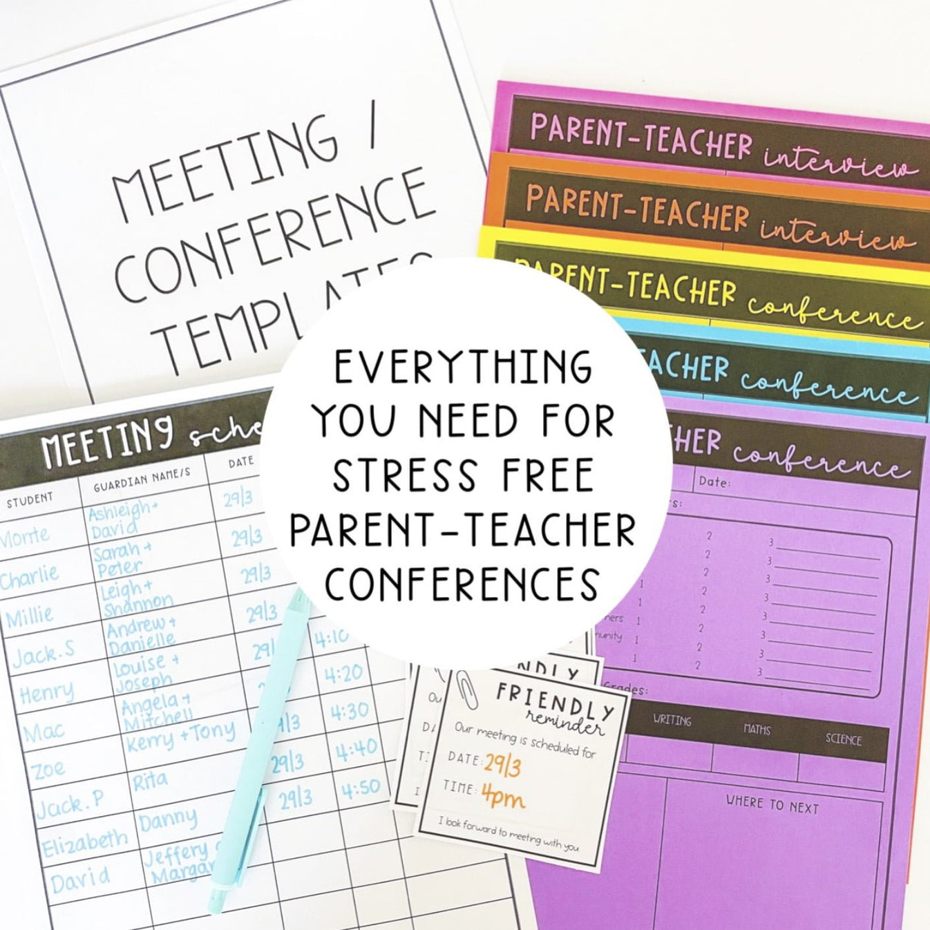 Parent Teacher Conference Templates - Parent Meeting Notes (Digital ...