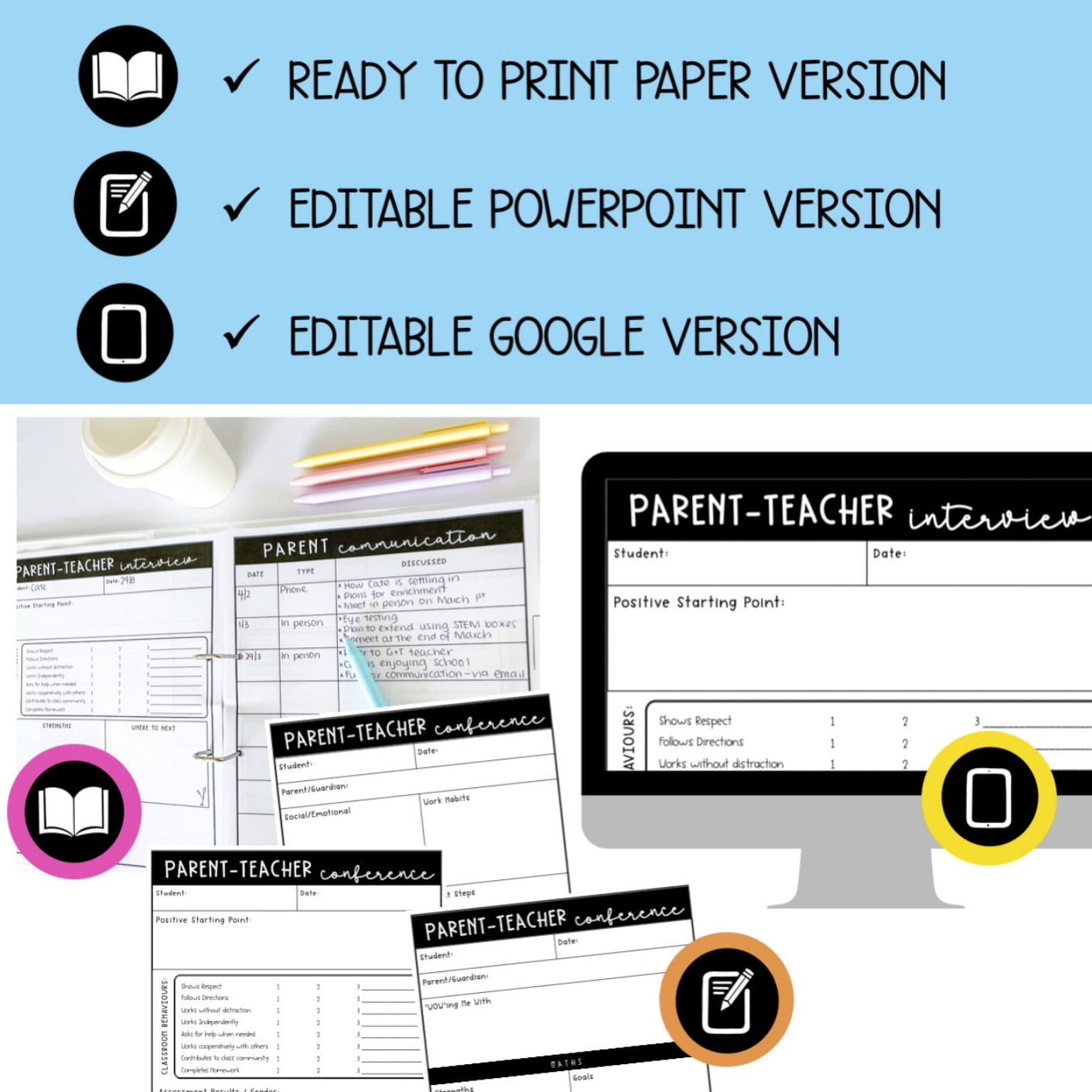 Parent Teacher Conference Templates | Parent Meeting Notes