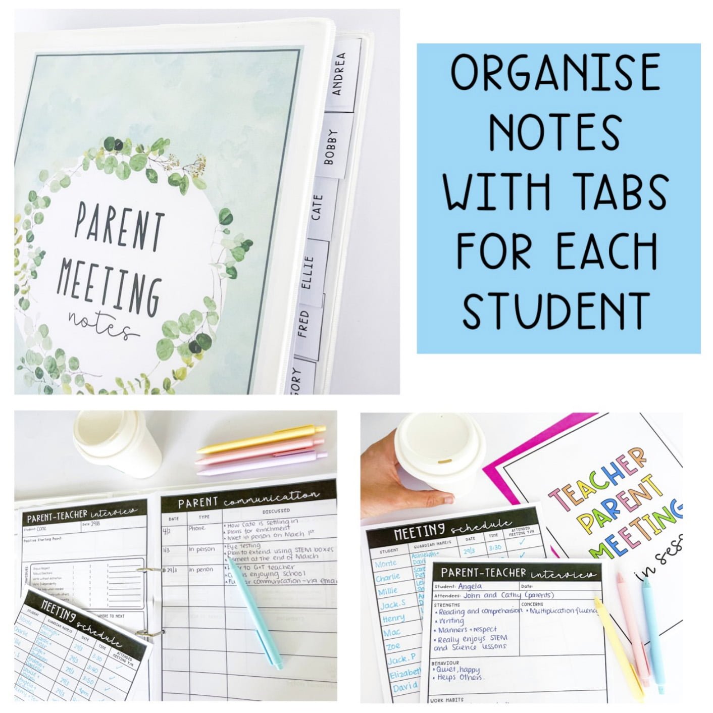 Parent Teacher Conference Templates | Parent Meeting Notes