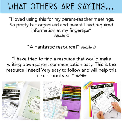 Parent Teacher Conference Templates | Parent Meeting Notes