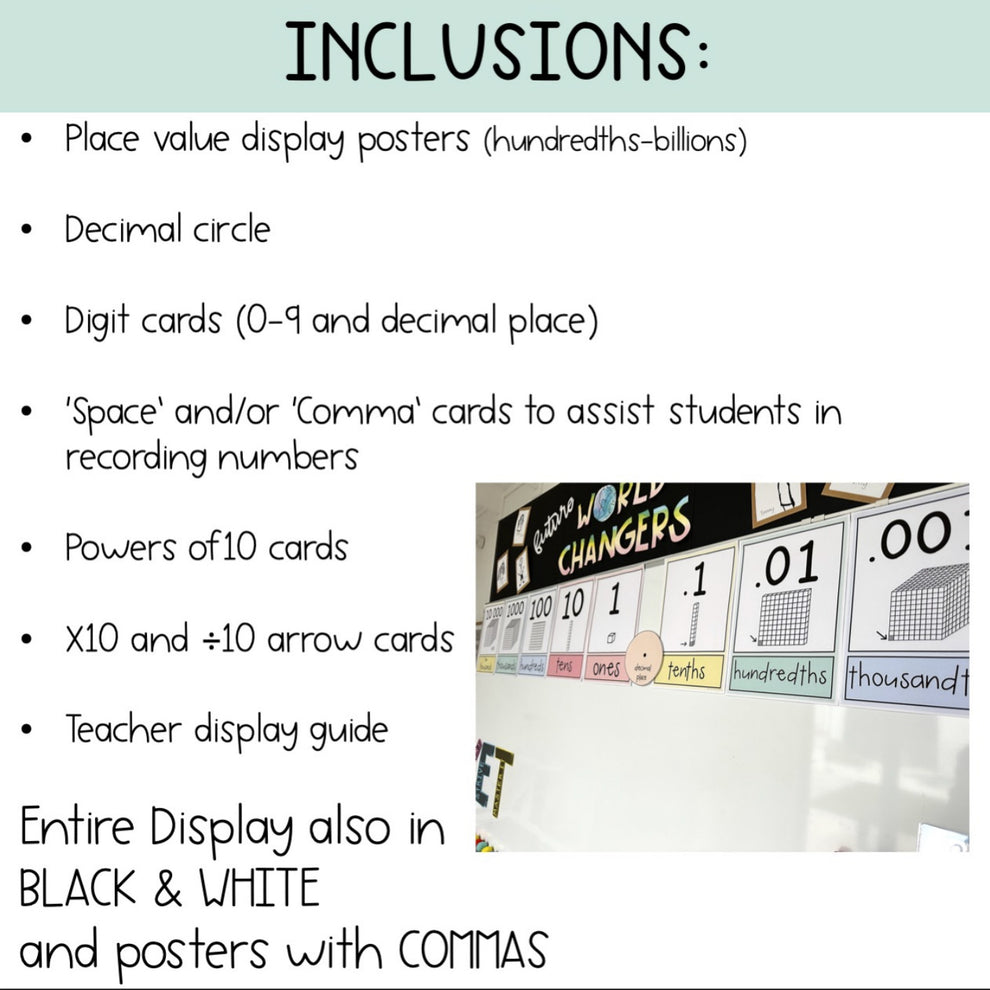 Place Value Posters - Interactive Place Value Chart (Pastel Rainbow Th ...