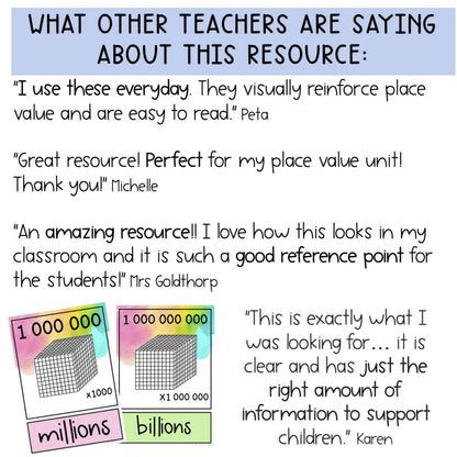 Place Value Posters | Interactive Place Value Chart | Rainbow Theme