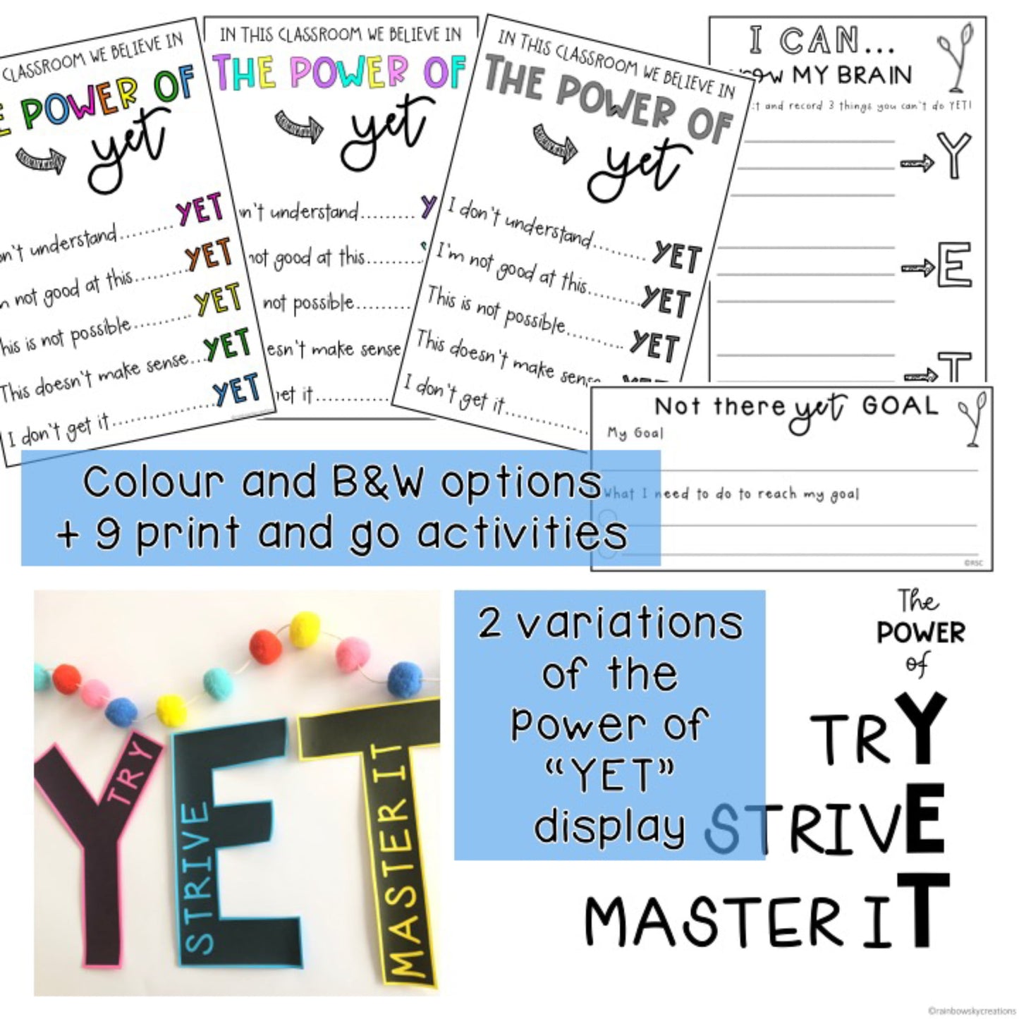 The Power of Yet Posters and Lessons | Growth Mindset Yet Activities