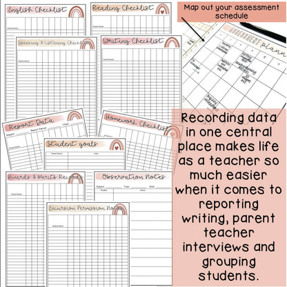 Teacher Assessment Book | Assessment Binder | Modern Rainbow