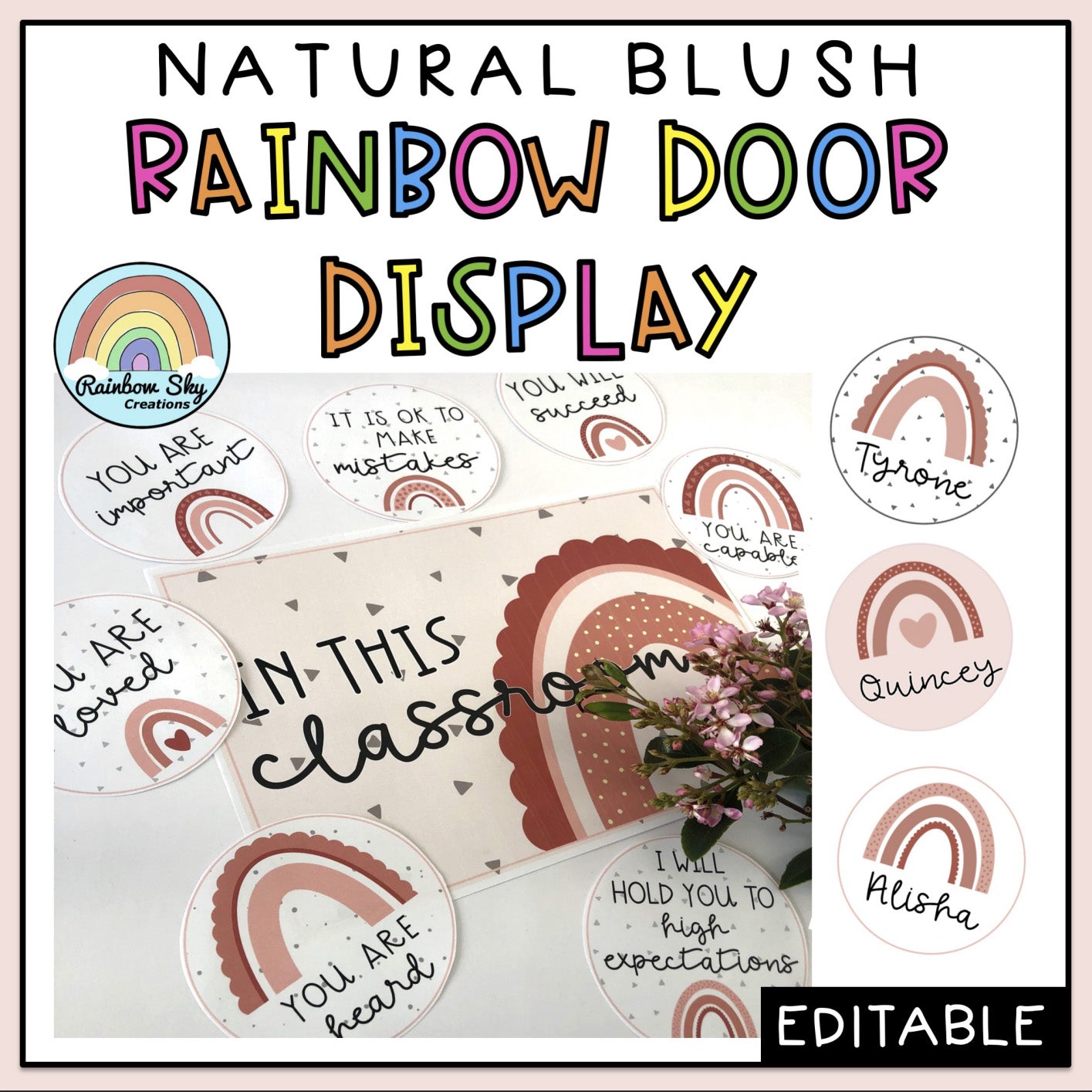 Natural Rainbow Door Display | Positive Affirmation Door