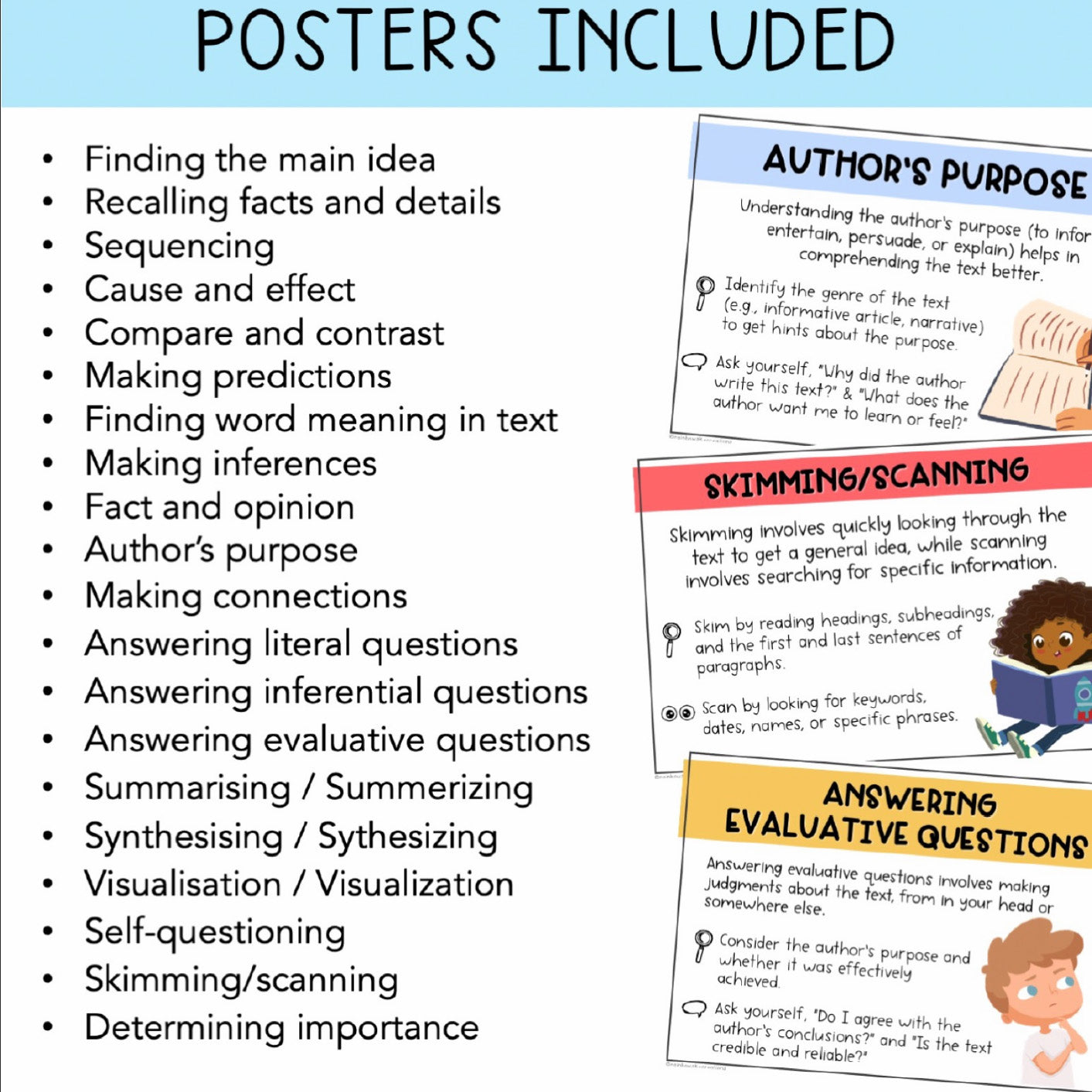 Reading Comprehension Strategy Posters / Reading Anchor Charts