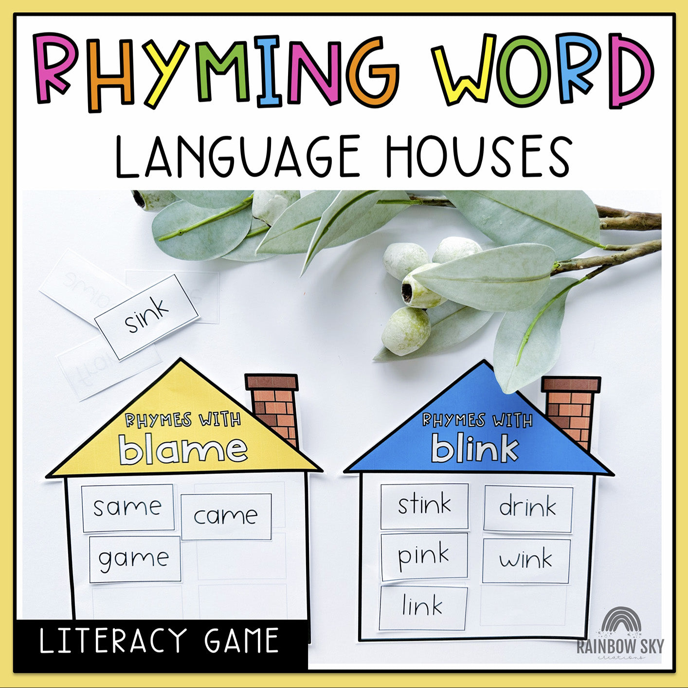 Is Rhyming A Language Feature Rhyming Word Game | Reading Group Language Activity – Rainbow Sky ...