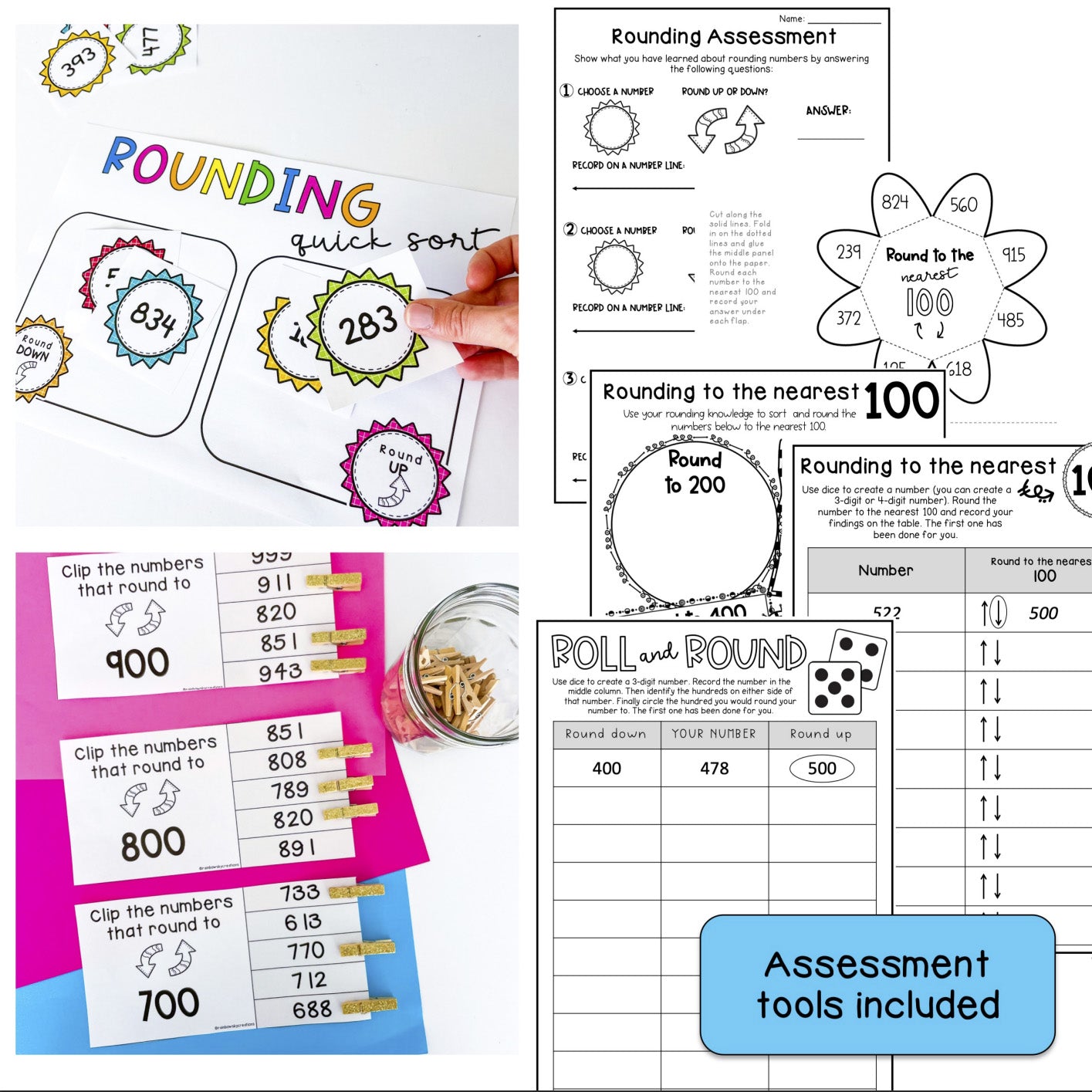 Rounding to the Nearest 100 | Rounding to 100 Math Centers