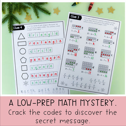 Christmas Math Code Cracker | Grade 1 & 2 Escape Room