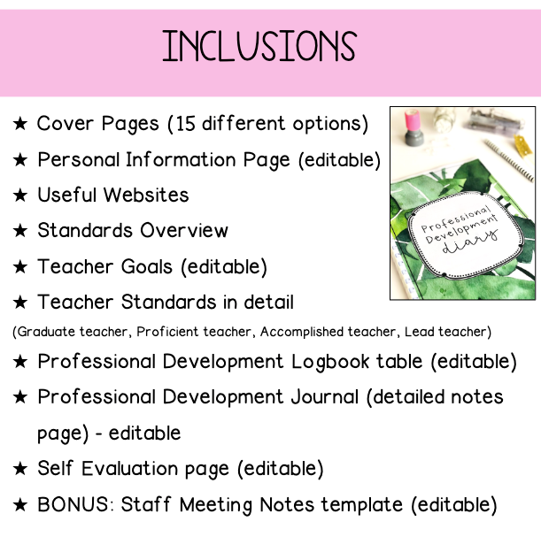 PD Diary | Professional Development Notes | AITSL Aligned Australia [Digital & Printable]