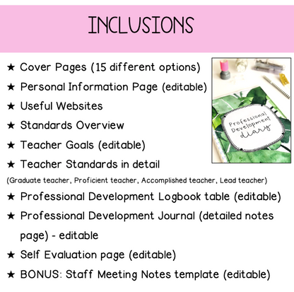 PD Diary | Professional Development Notes | AITSL Aligned Australia [Digital & Printable]