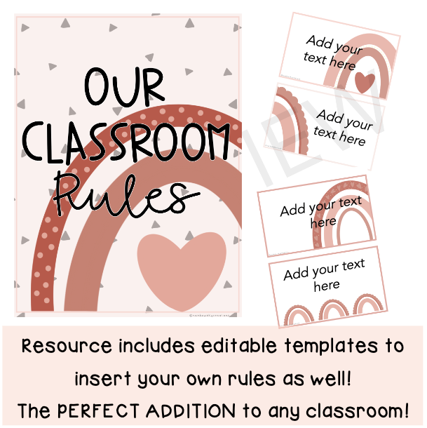 Classroom Rules | Positive Class Rules [Neutral Rainbow Theme]