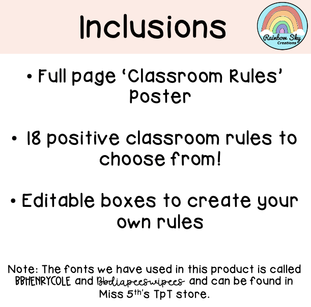 Classroom Rules | Positive Class Rules [Neutral Rainbow Theme]