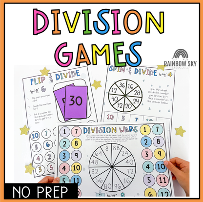 Division Fluency Games | Division Recall Math Centres