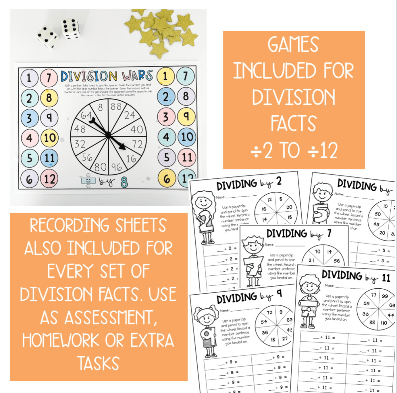 Division Fluency Games | Division Recall Math Centres