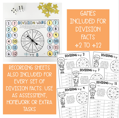 Division Fluency Games | Division Recall Math Centres