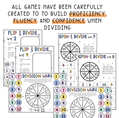 Division Fluency Games | Division Recall Math Centres