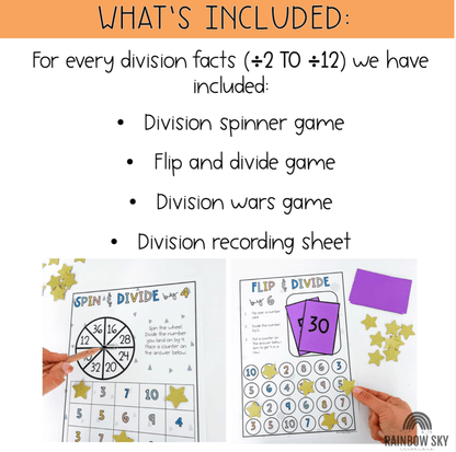 Division Fluency Games | Division Recall Math Centres