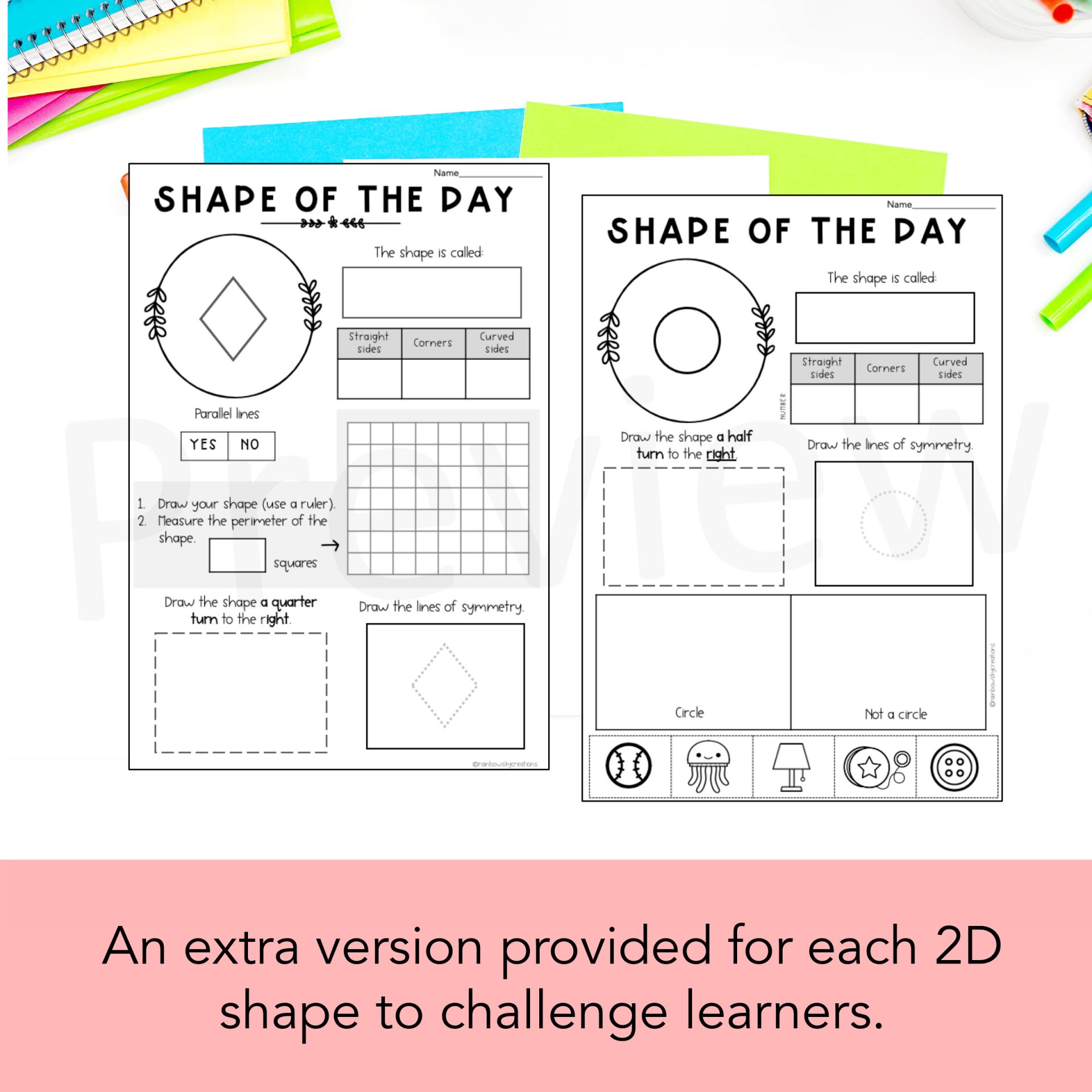 Shape of the Day | Properties of 2D Shapes | Grade 1 + 2