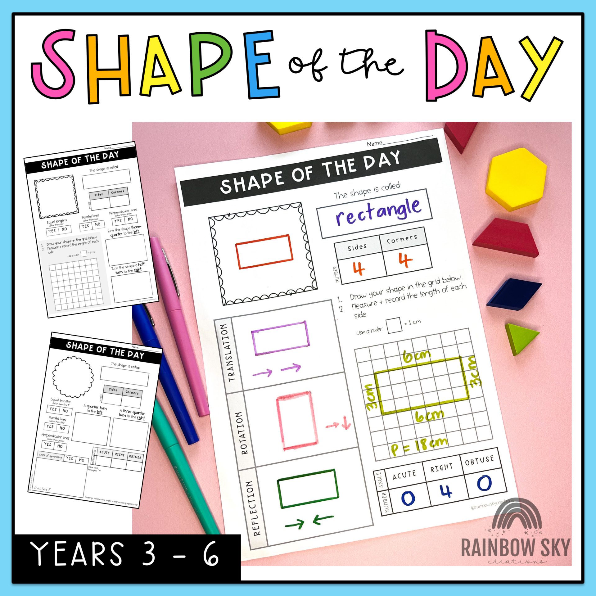 Shape Of The Day - Properties Of 2D Shapes - Grades 3-6 – Rainbow Sky ...