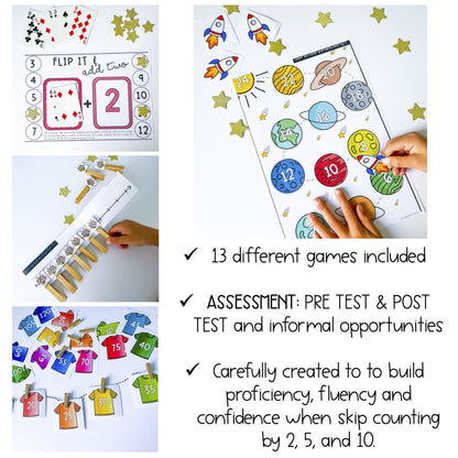 Skip Counting by 2, 5 and 10 Math Centres | Counting Games