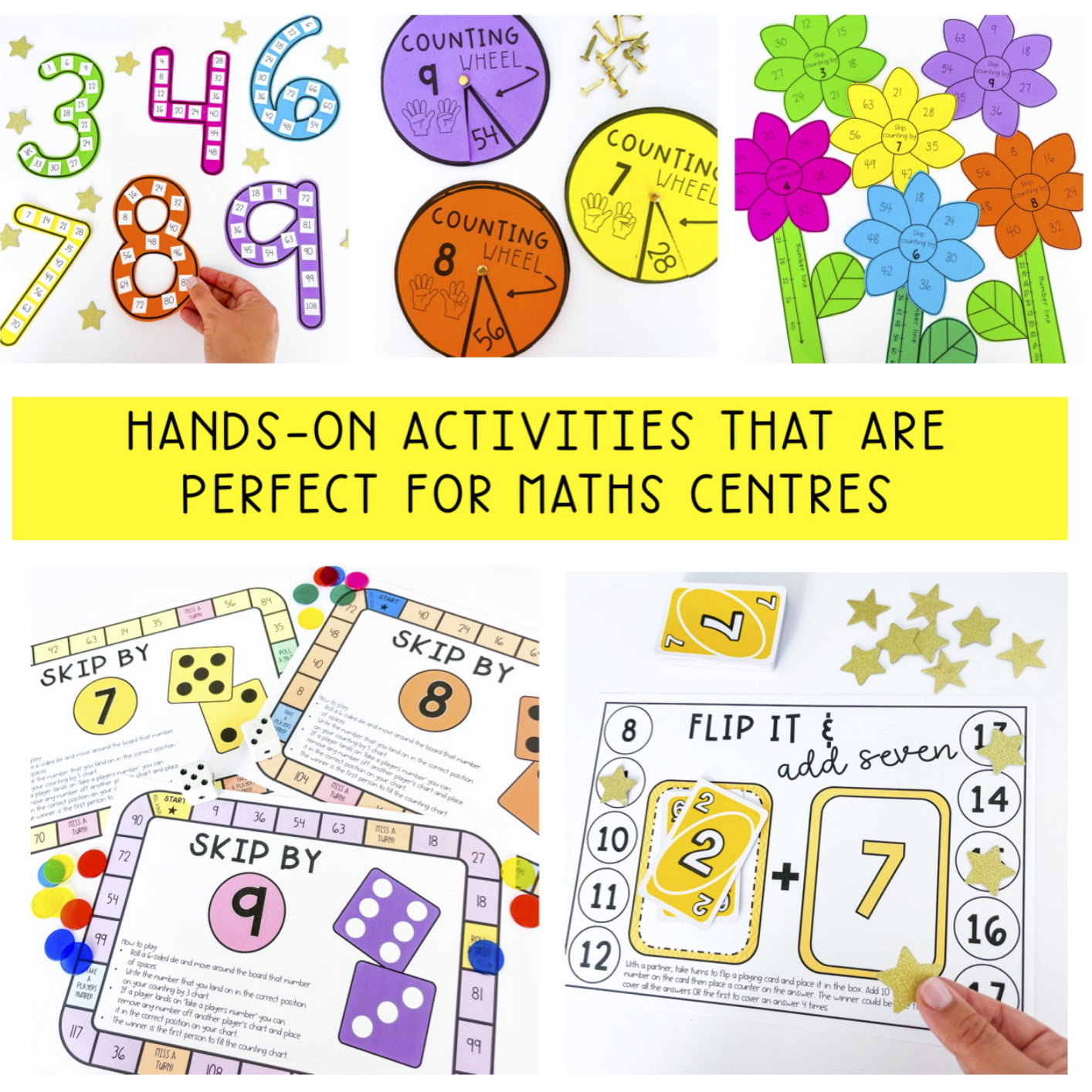 Skip Counting Math Centres | Number Sequence Activities | Grade 3 & 4