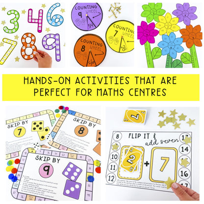 Skip Counting Math Centres | Number Sequence Activities | Grade 3 & 4