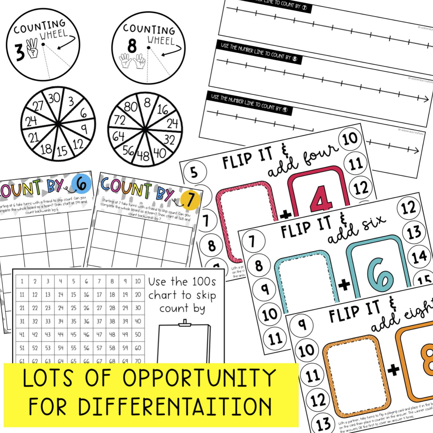 Skip Counting Math Centres | Number Sequence Activities | Grade 3 & 4