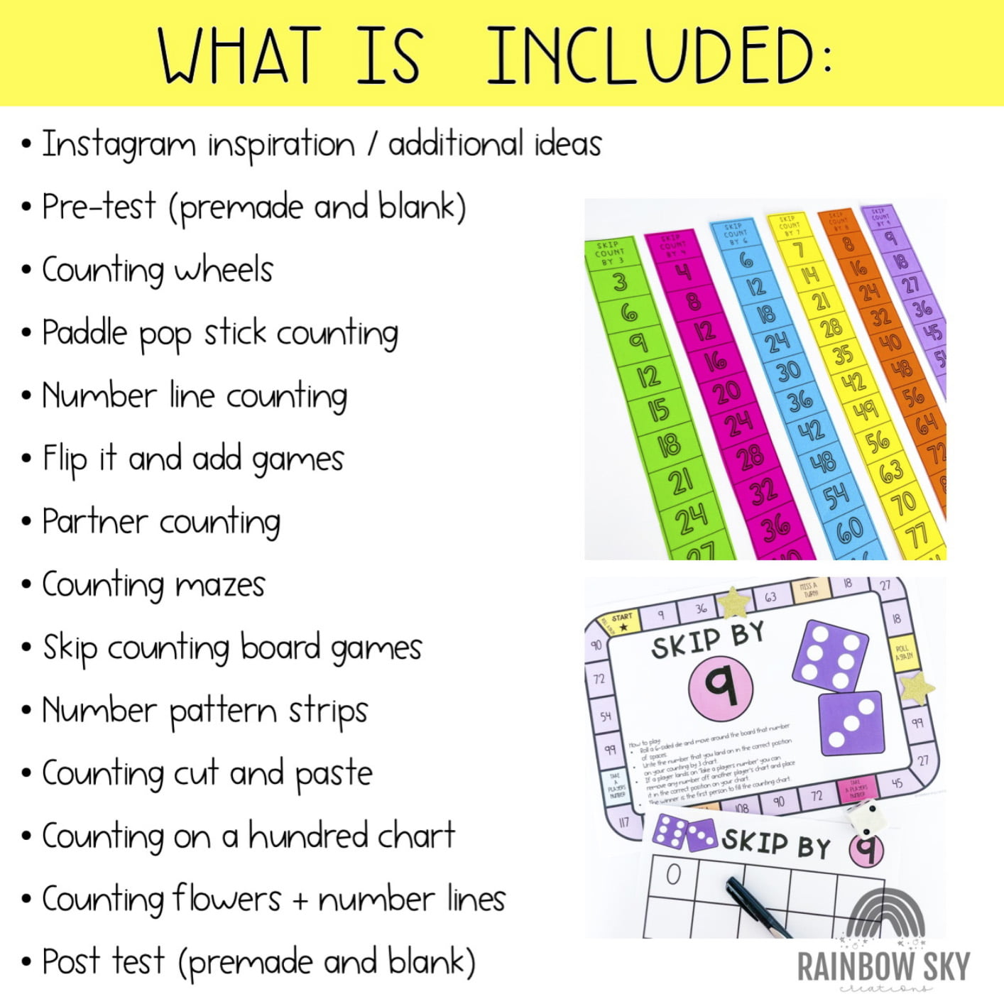 Skip Counting Math Centres | Number Sequence Activities | Grade 3 & 4