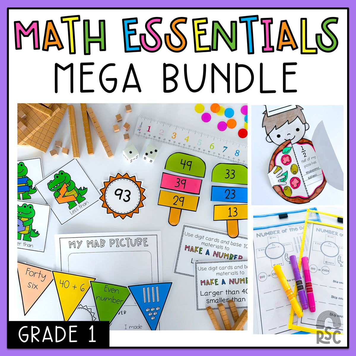 Grade 1 Math Essentials Mega Bundle - Games + Hands-on Activities