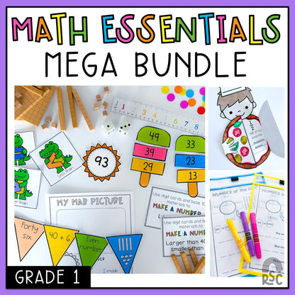 Grade 1 Math Essentials Mega Bundle - Games + Hands-on Activities