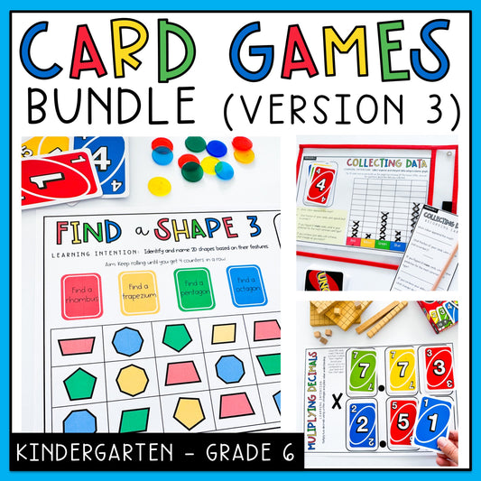 UNO Card Games BUNDLE | Math Centres | Kindergarten - Grade 6 [VERSION 3]