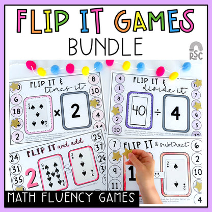 Flip It Fluency Games BUNDLE - Addition, Subtraction, Multiplication & Division